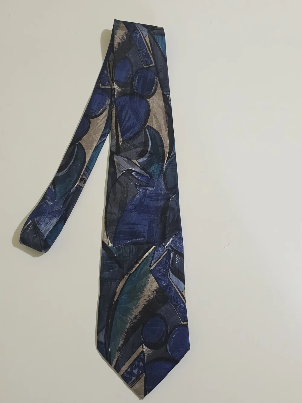 Fierté s.r.l. Men's Woven Silk Tie Abstract Pattern Blue Teal Made in Italy